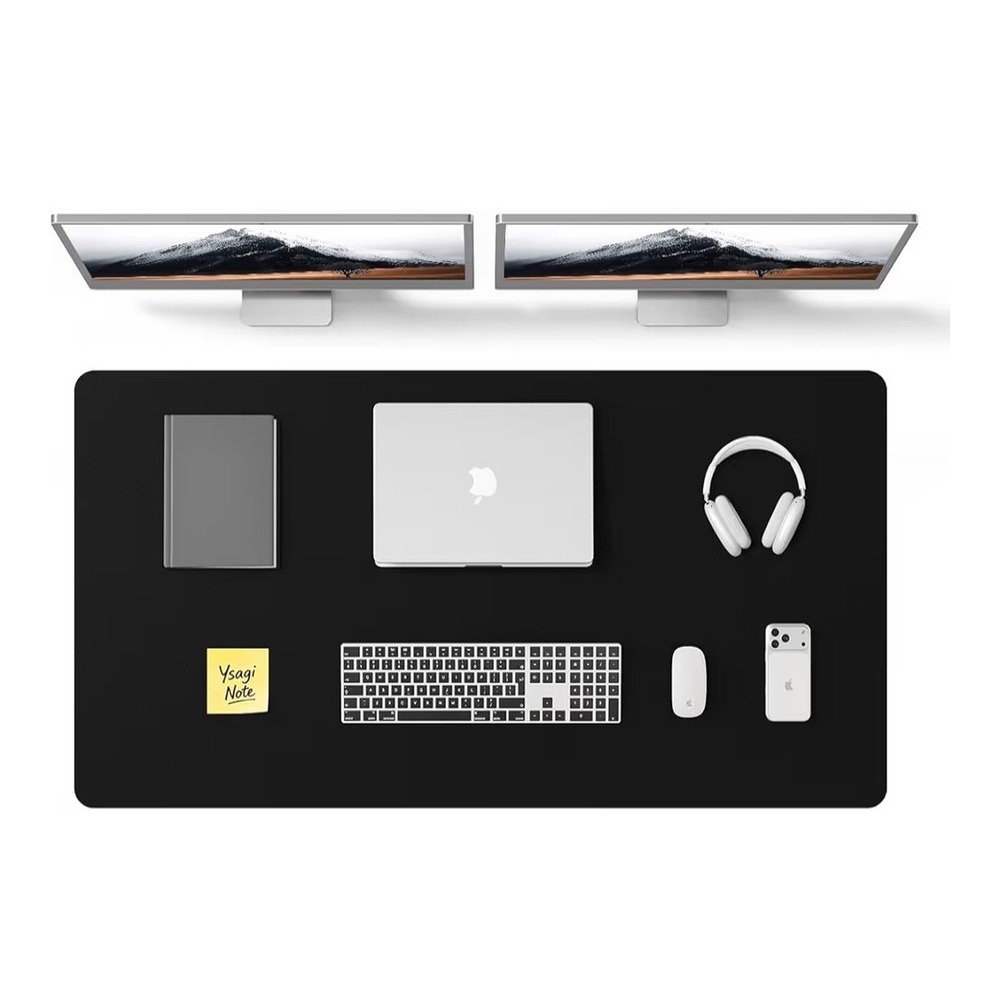 PU Leather Desk Pad Protector Waterproof Mouse Pad Black 47.2 x‎ 23.6 Inch